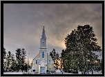 Zima, Kościółek, Drzewa, Alberta, Kanada