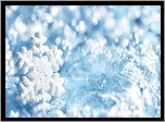 Zima, Śnieg, Śnieżynka, Bokeh, Rozmycie