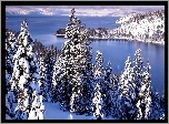 Zima, Śnieg, Las, Jezioro