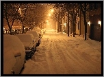 Zima, Miasto, Pokryte, Śniegiem