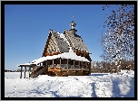 Zima, Śnieg, Drzewa, Cerkiew, Świętego, Mikołaja