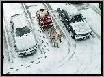 Zima, Śnieg, Ślady, Renifer, Święty, Mikołaj
