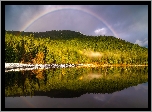 Jezioro, Trillium Lake, Drzewa, Lasy, Tęcza, Stan Oregon, Stany Zjednoczone