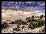 Stany Zjednoczone, Kalifornia, Oxnard, Plaża, Morze, Chmury, Piasek