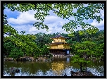 Złoty, Pawilon, Kioto, Japonia, Staw