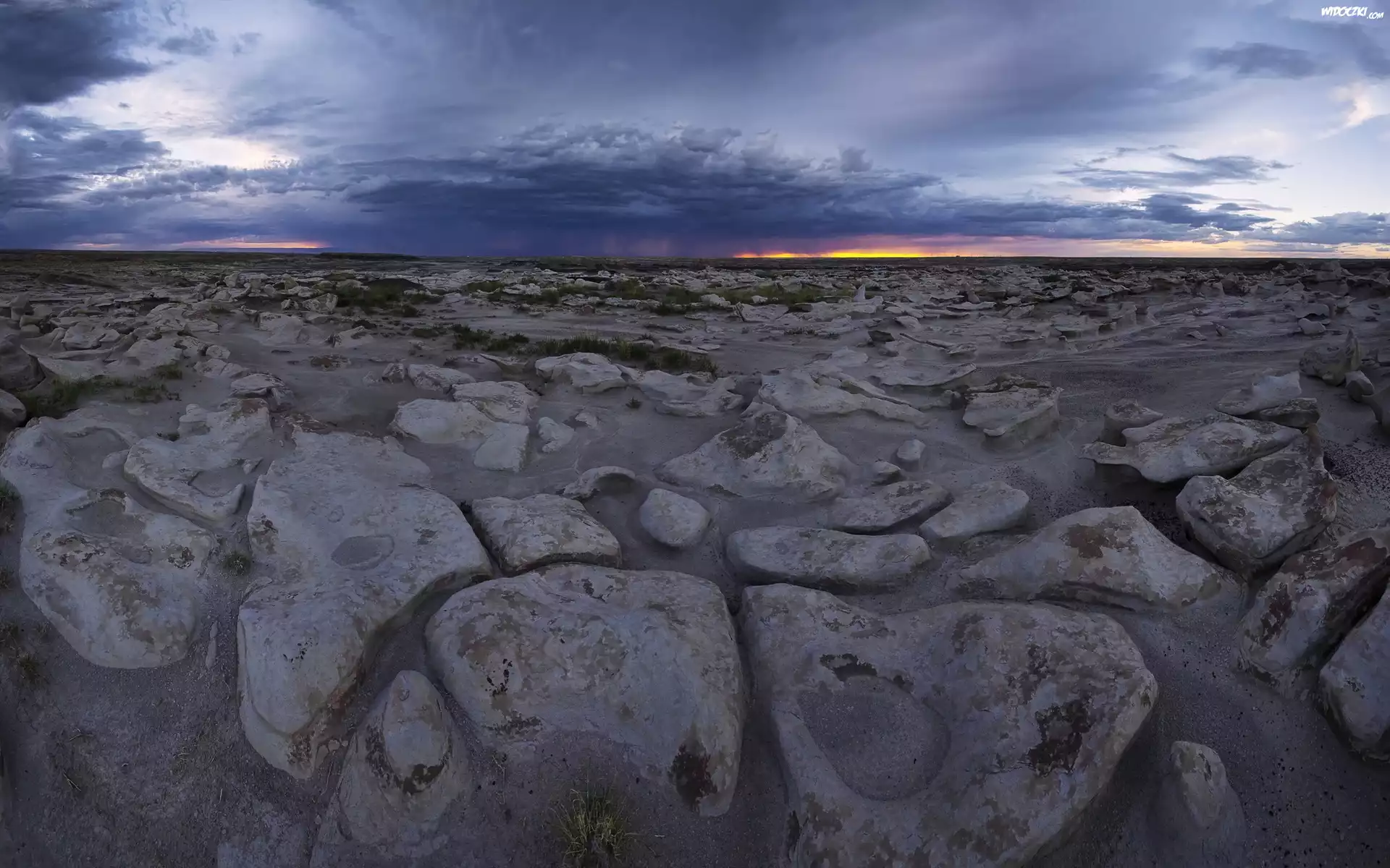 Bisti Badlands, New Mexico, Skały, Kamienie, Niebo