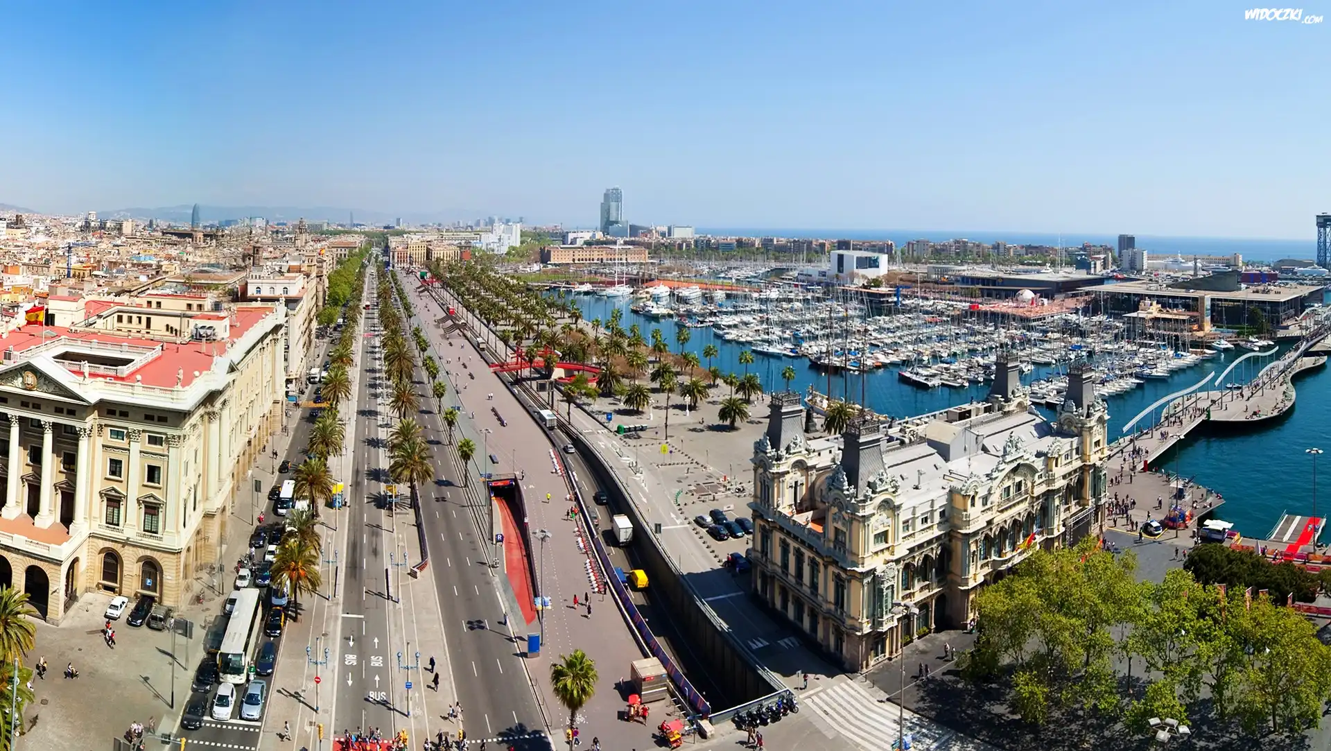 Barcelona, Hiszpania, Przystań, Droga, Domy