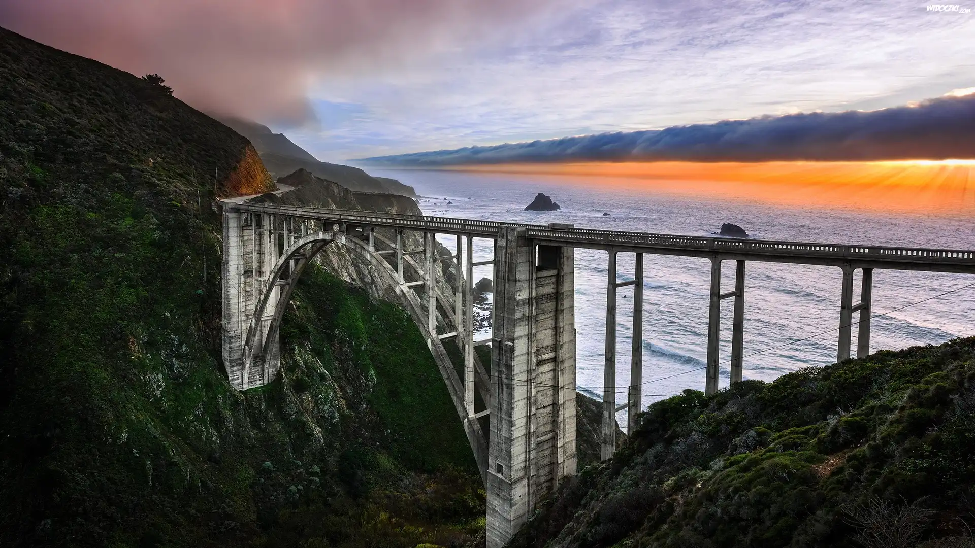 Stany Zjednoczone, Stan Kalifornia, Region Big Sur, Most Bixby Creek, Góry, Rzeka