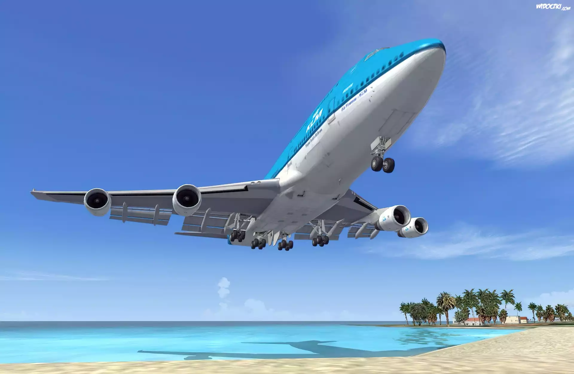 Boeing,747, Plaża, Niebo