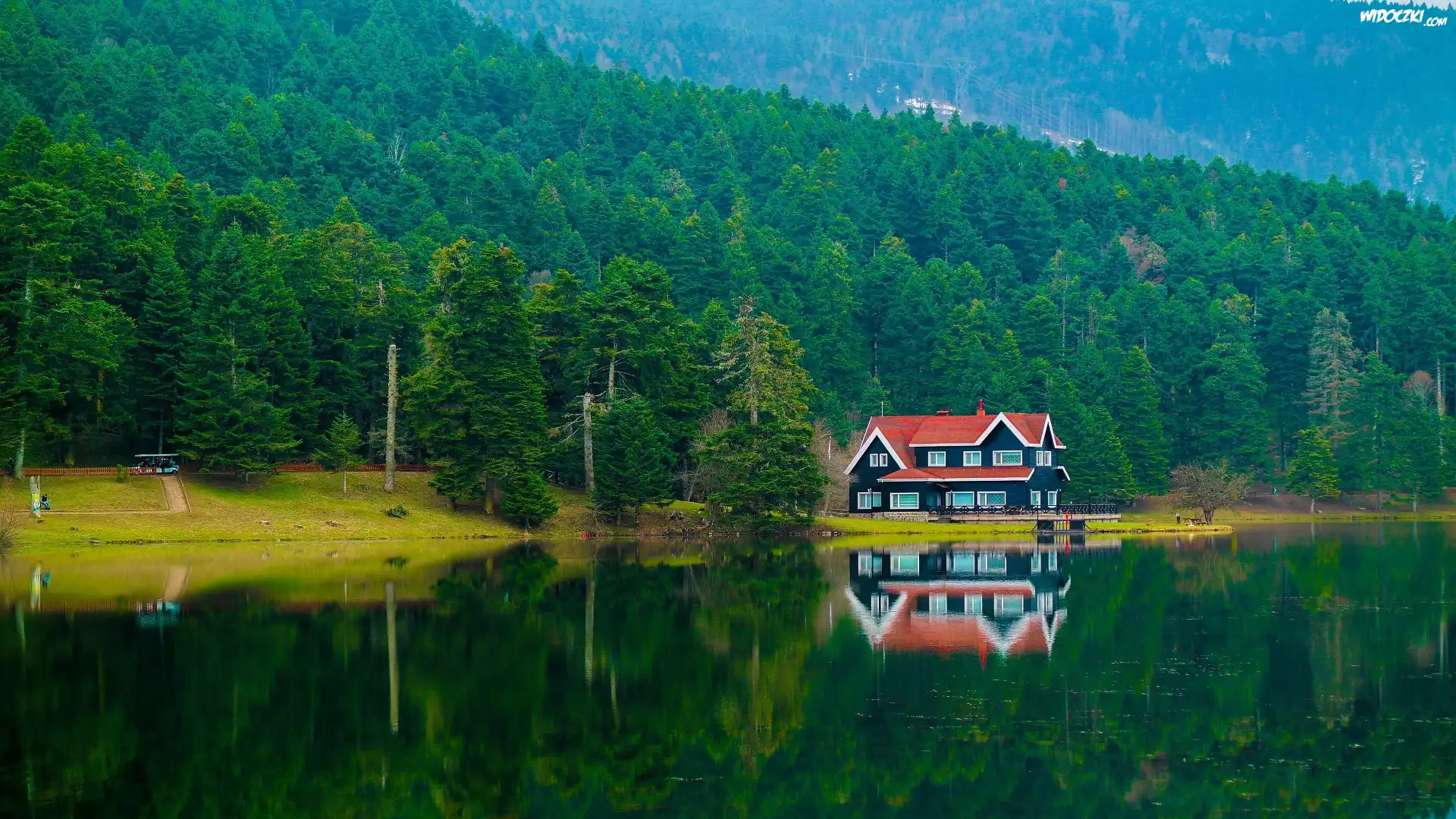 Turcja, Bolu, Jezioro Golcuk, Dom, Lasy, Góry