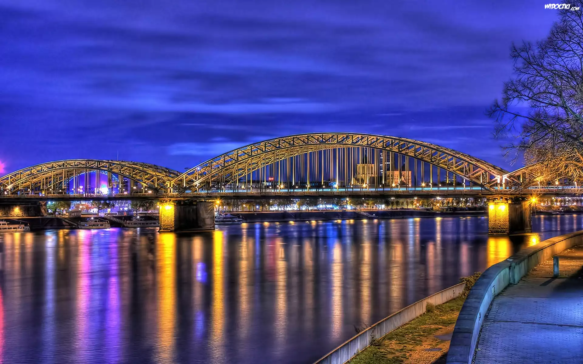Hohenzollern Bridge, Cologne, Nadrenia Północna, Westfalia, Niemcy
