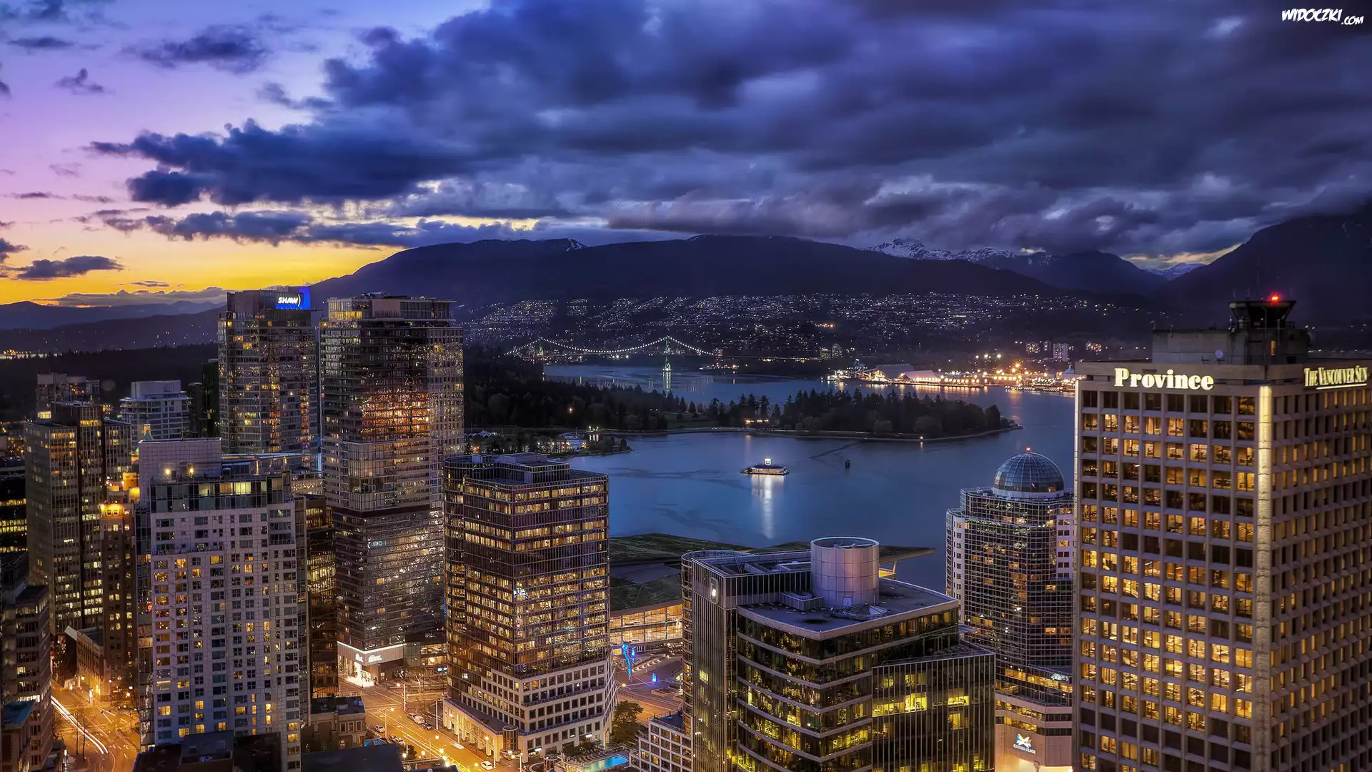 Vancouver, Coal Harbour, Miasto, Stanley Park, Wieżowce, Jezioro