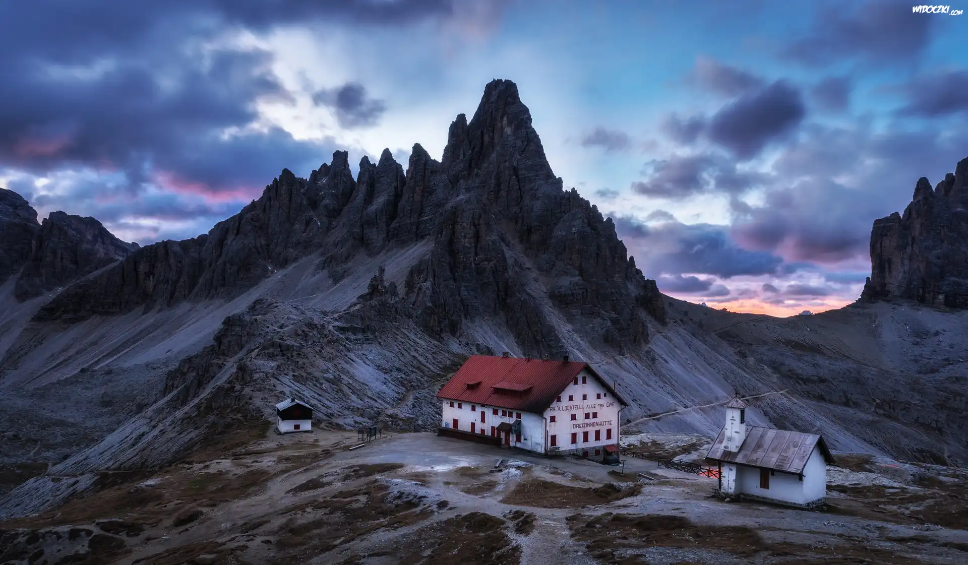 Góry, Włochy, Dolomity, Masyw Tre Cime di Lavaredo, Domy
