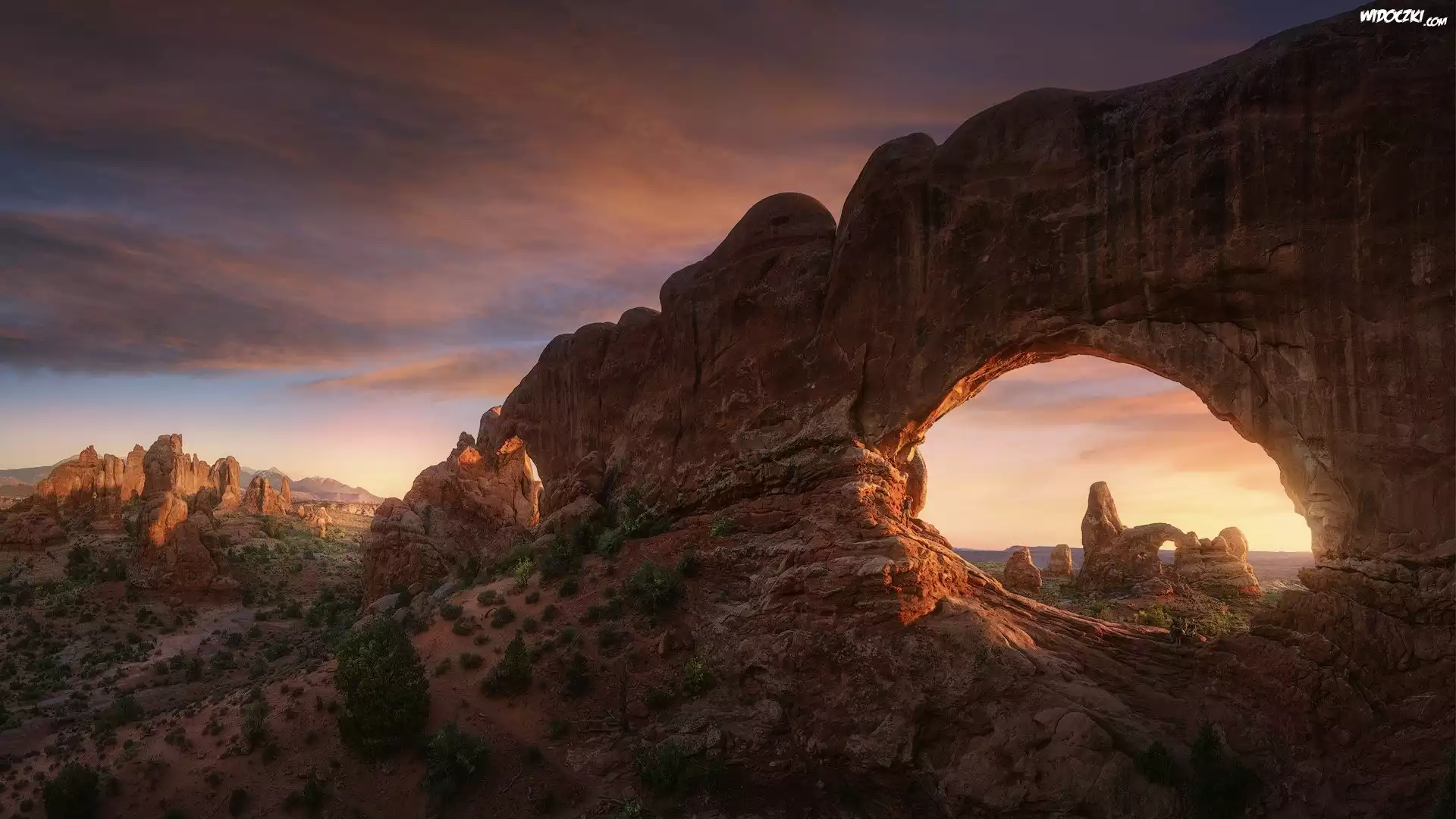 Park Narodowy Arches, Łuk skalny, Double Arch, Skały, Stan Utah, Stany Zjednoczone