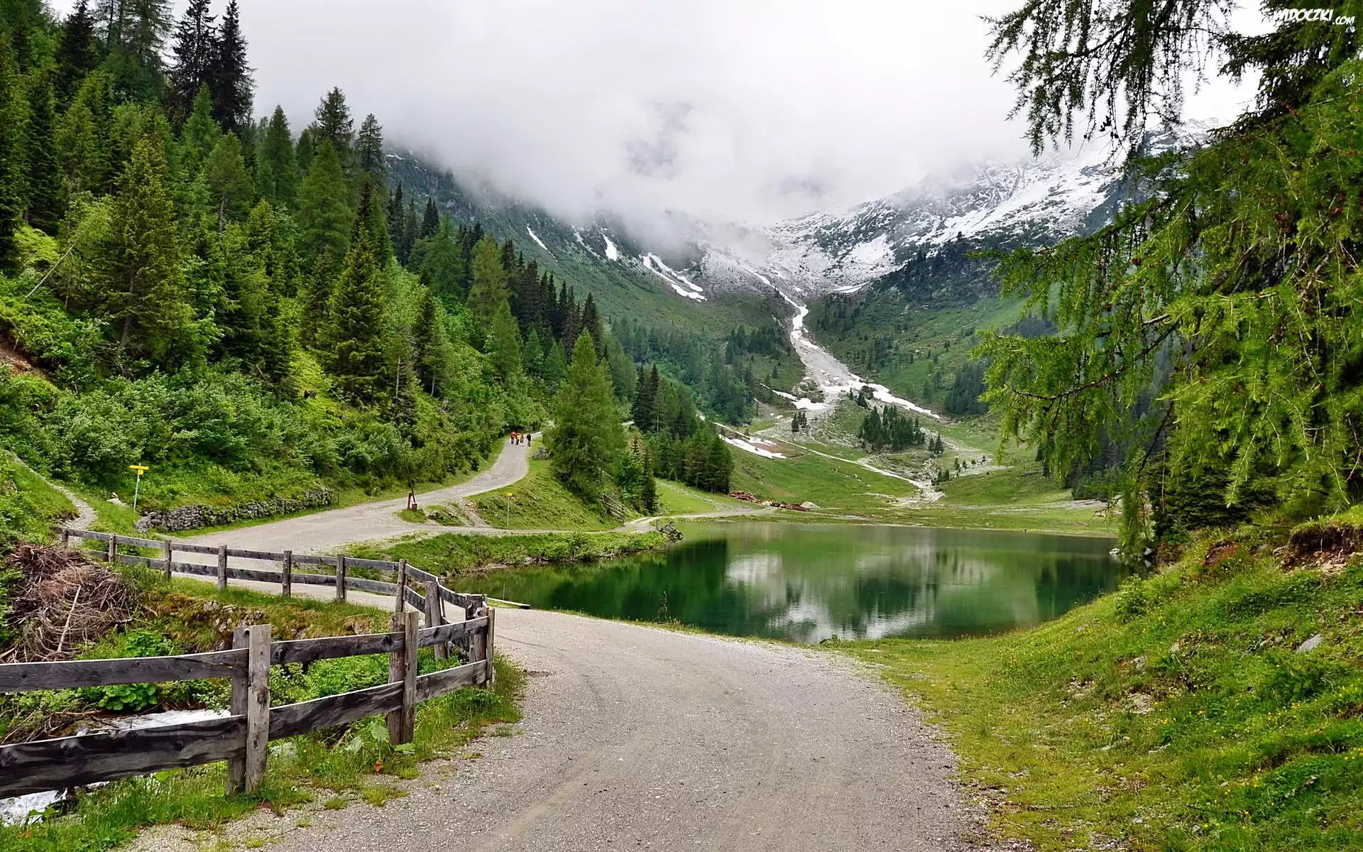 Droga, Jeziorko, Góry, Alpy, Austria