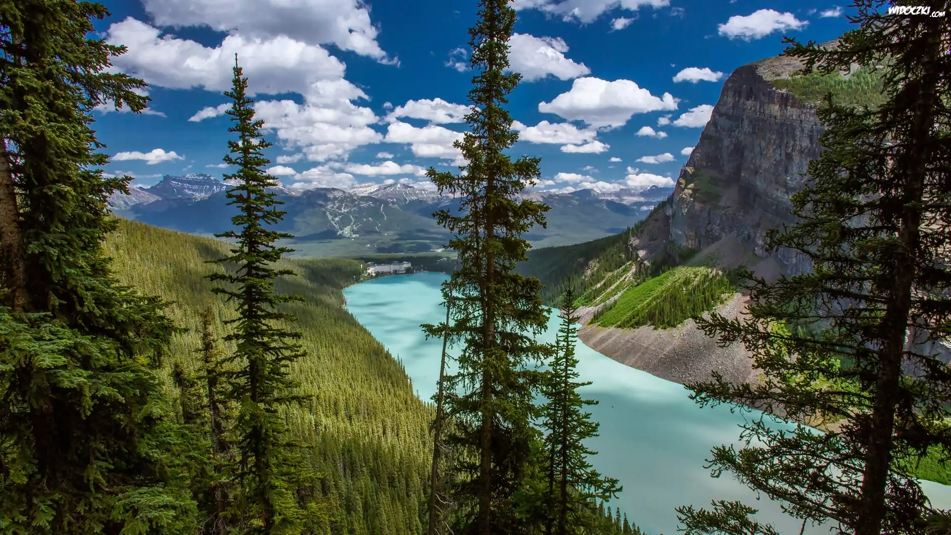 Kanada, Park Narodowy Banff, Jezioro Moraine, Góry, Drzewa, Lasy, Drzewa