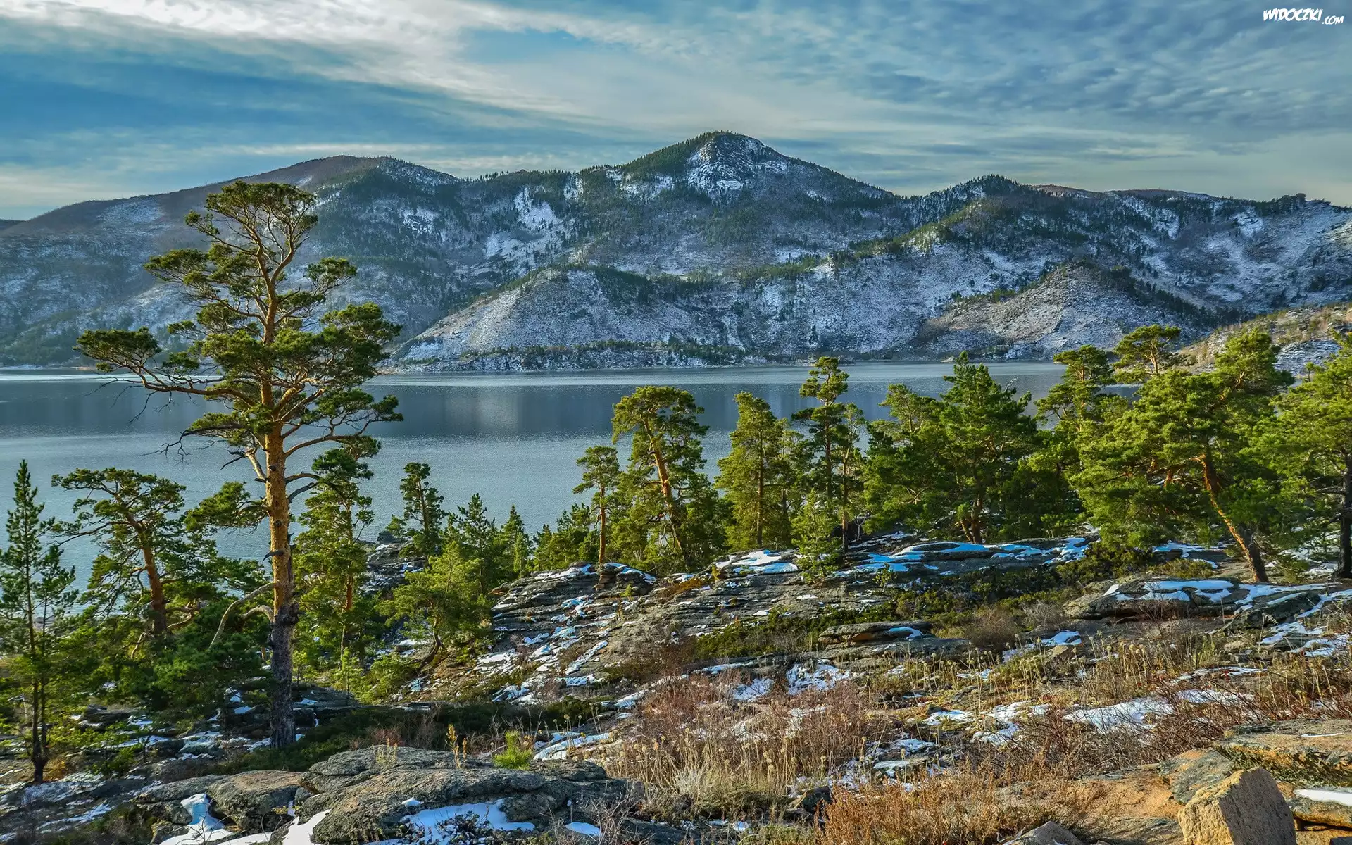 Góry, Drzewa, Jezioro Jasybay, Park Narodowy Bayanaul, Kazachstan