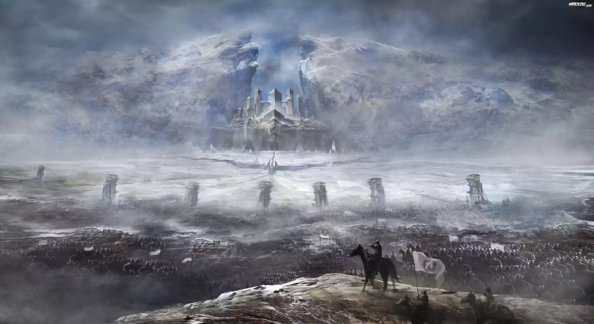 Fantasy, Góry, Zamek, Wojsko, Żołnierze