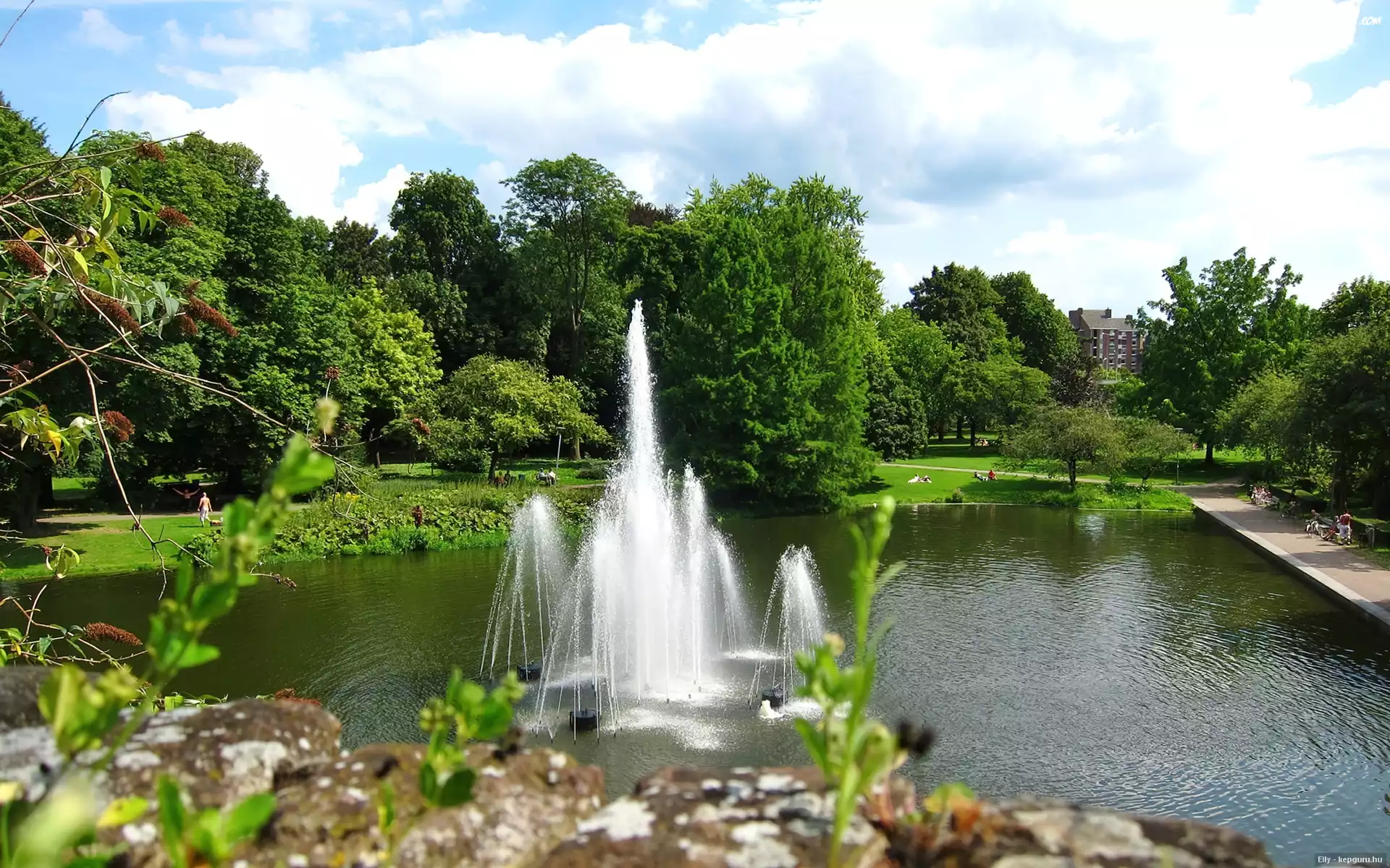 Park, Fontanna, Deptak