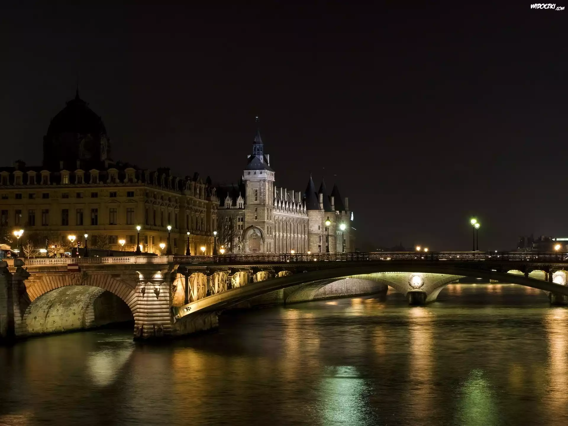 Muzeum Conciergerie, Palais de la Cité, Most Wymiany - Pont au Change, Rzeka Sekwana, Paryż, Francja