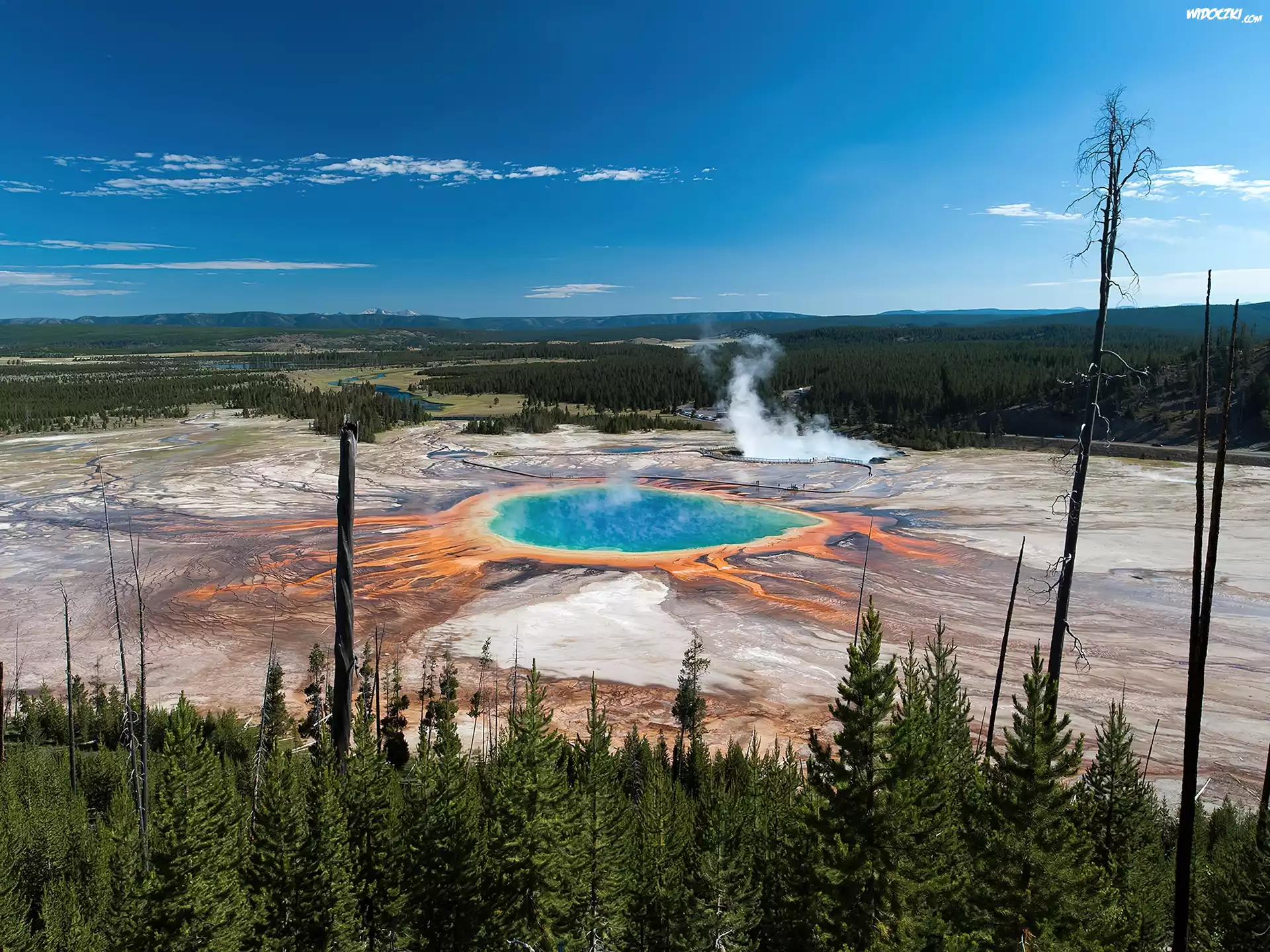 Stany Zjednoczone, Park Narodowy Yellowstone, Grand Prismatic Spring, Gorące żródła, Jezioro