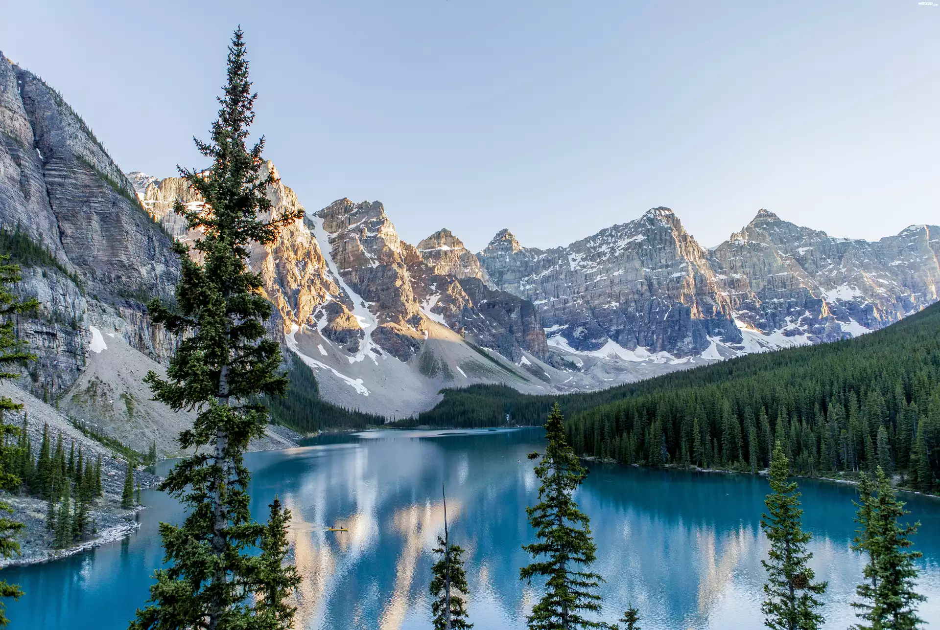 Góry, Las, Jezioro, Banff, Kanada