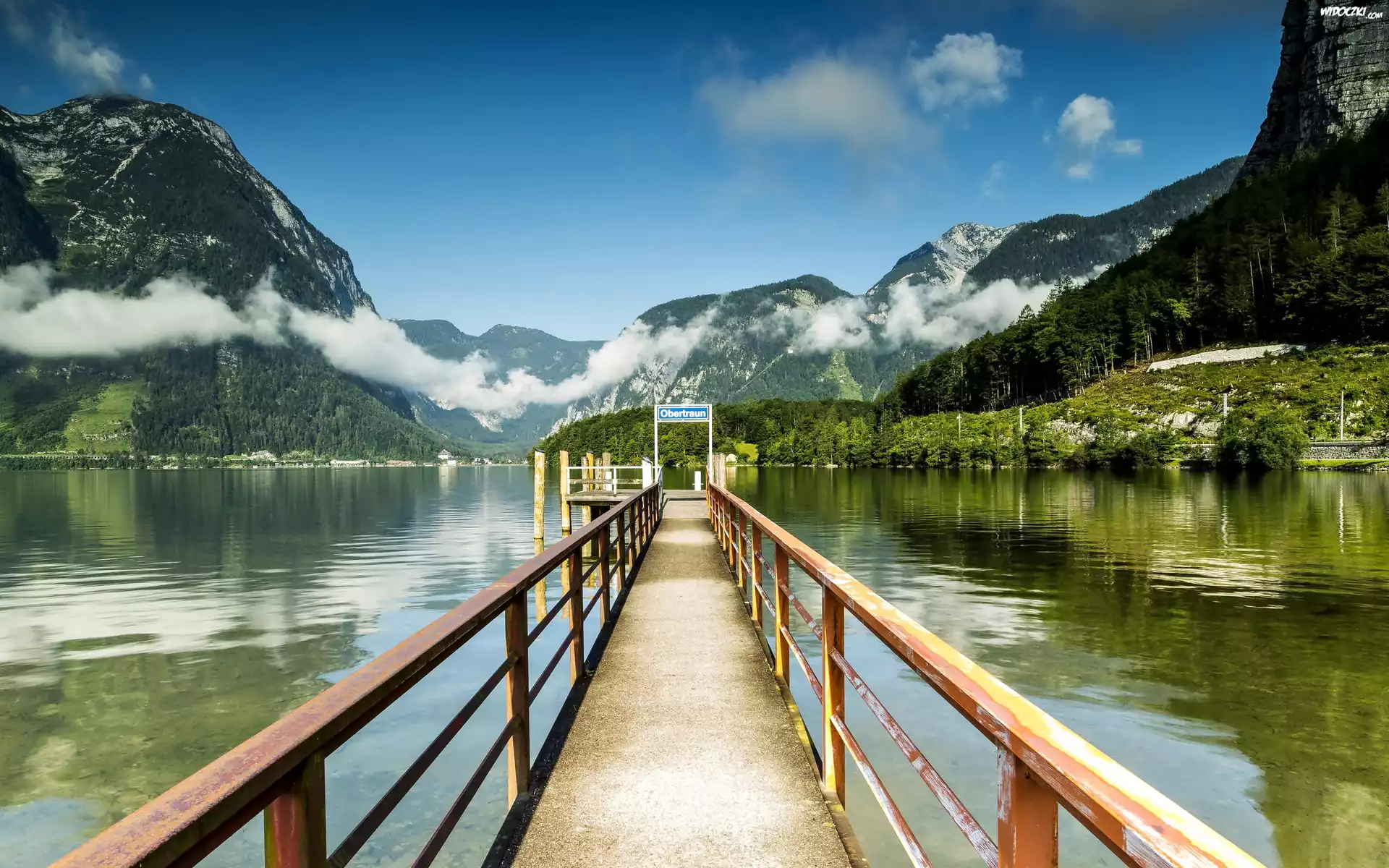 Jezioro Hallstättersee, Hallstatt, Austria, Góry, Molo