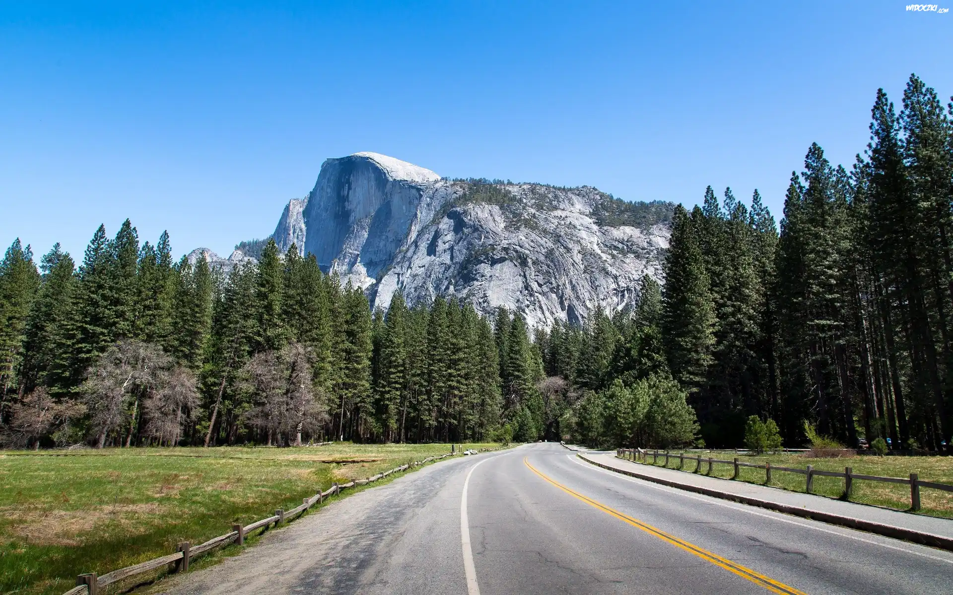 Stany Zjednoczone, Stan Kalifornia, Park Narodowy Yosemite, Góry, Lasy, Droga