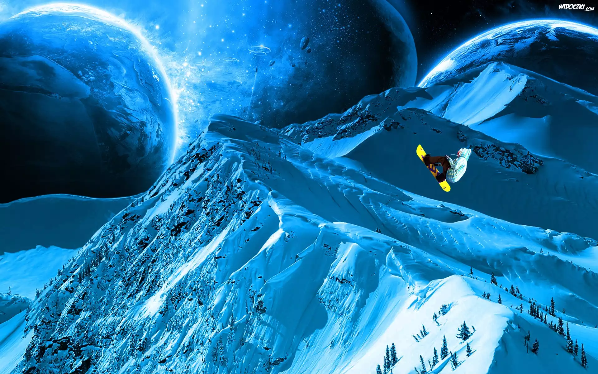 Śnieg, Góry, Snowbordzista