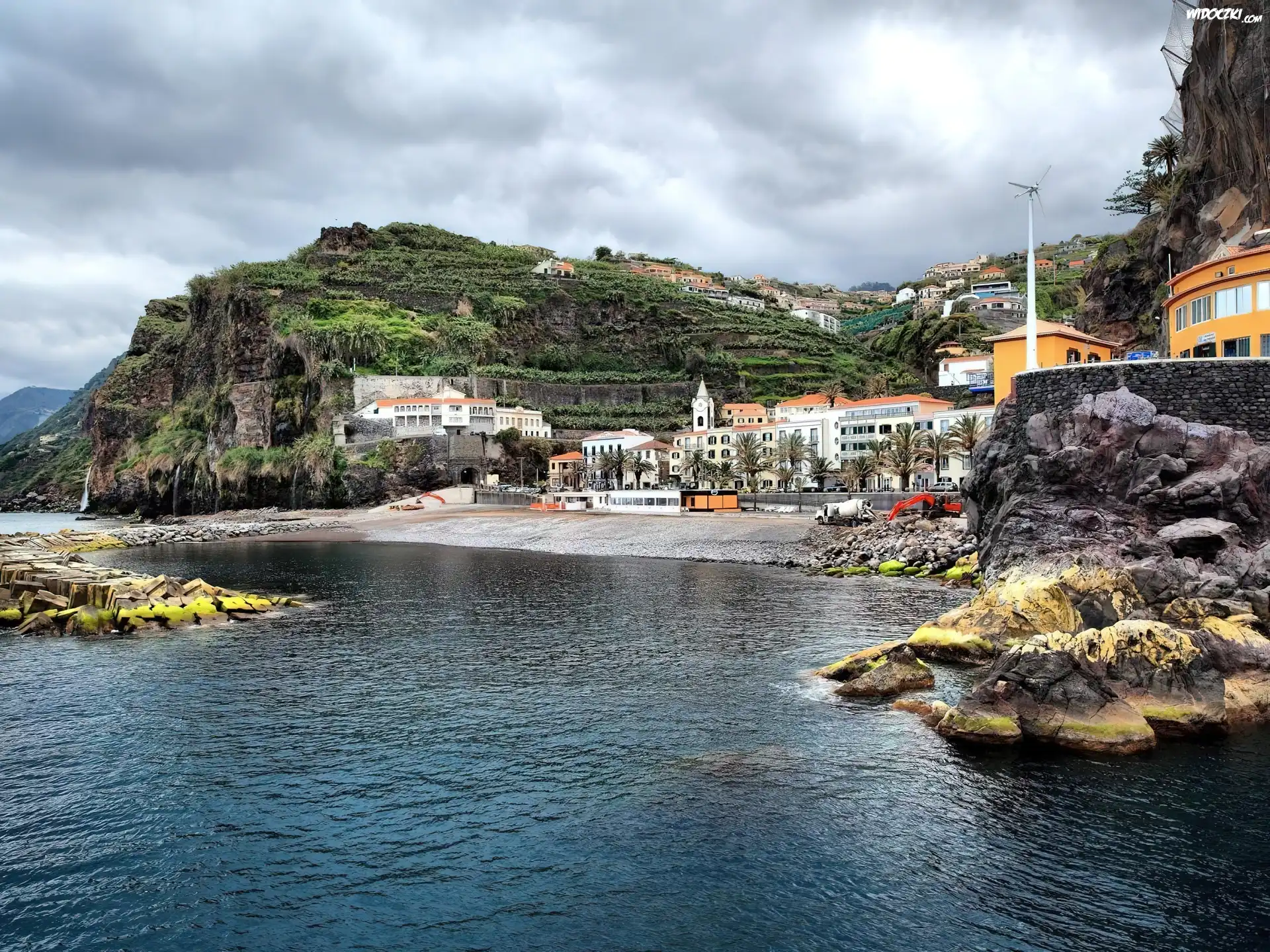 Panorama, Miasta, Ponta, Do, Sol, Wyspa, Madera, Morze, Góry