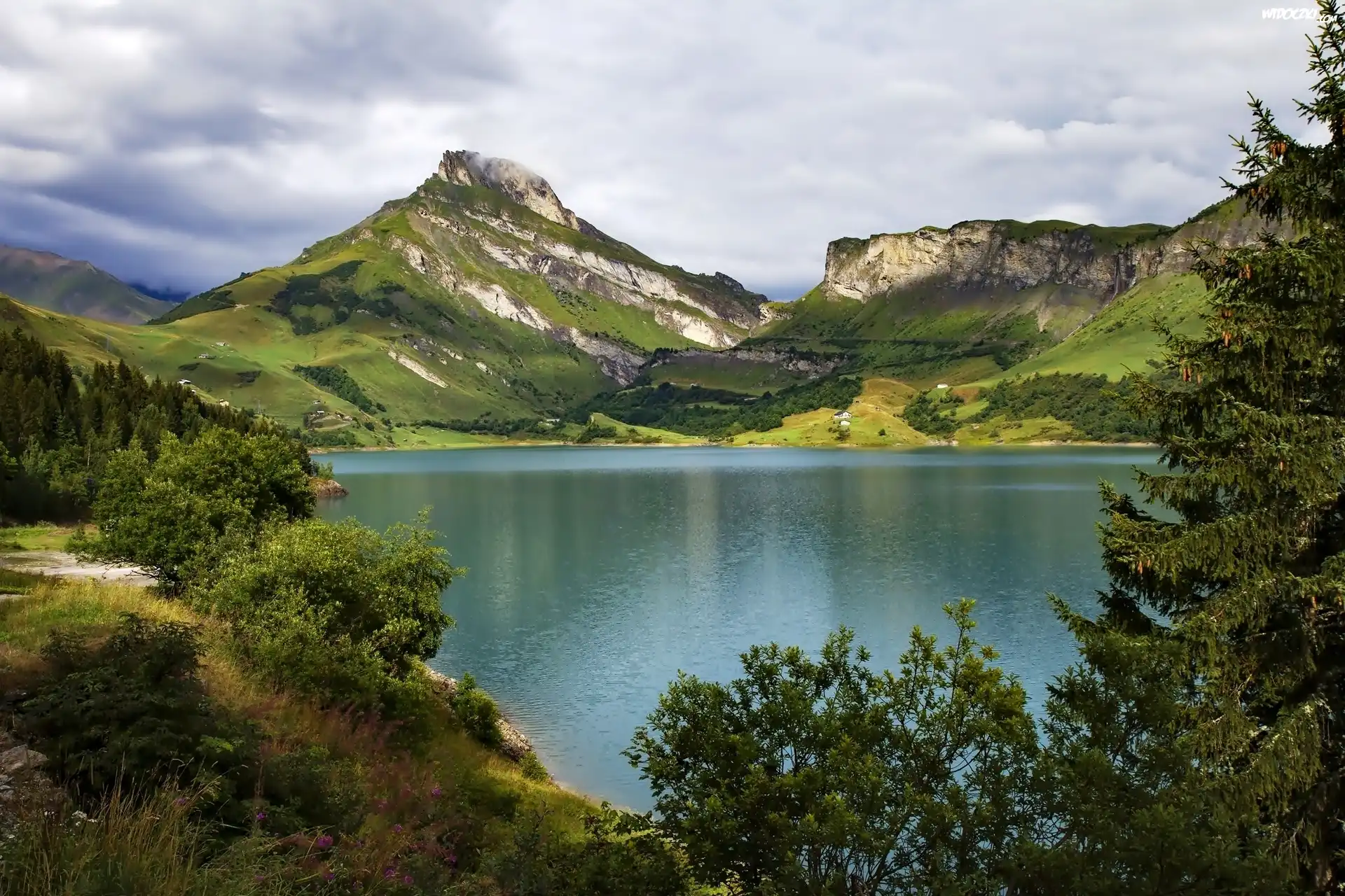 Góry, Alpy, Jezioro, Roselend, Francja