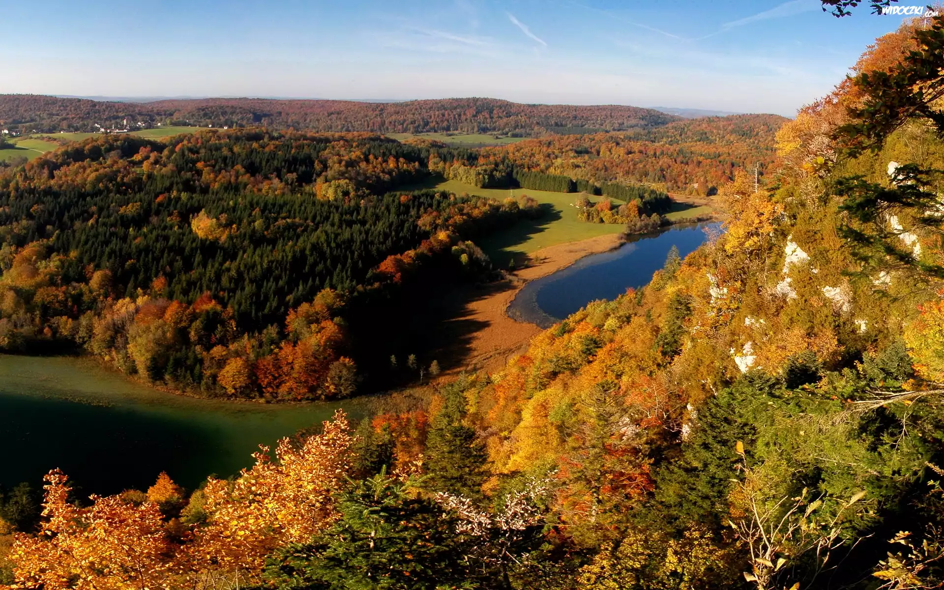 Góry, Lasy, Rzeka, Jesień