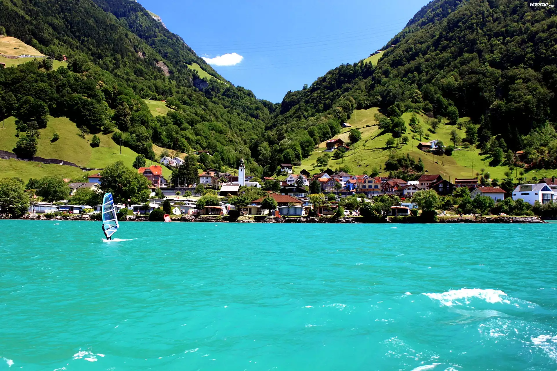 Góry, Jezioro, Miasteczko Seelisberg, Szwajcaria