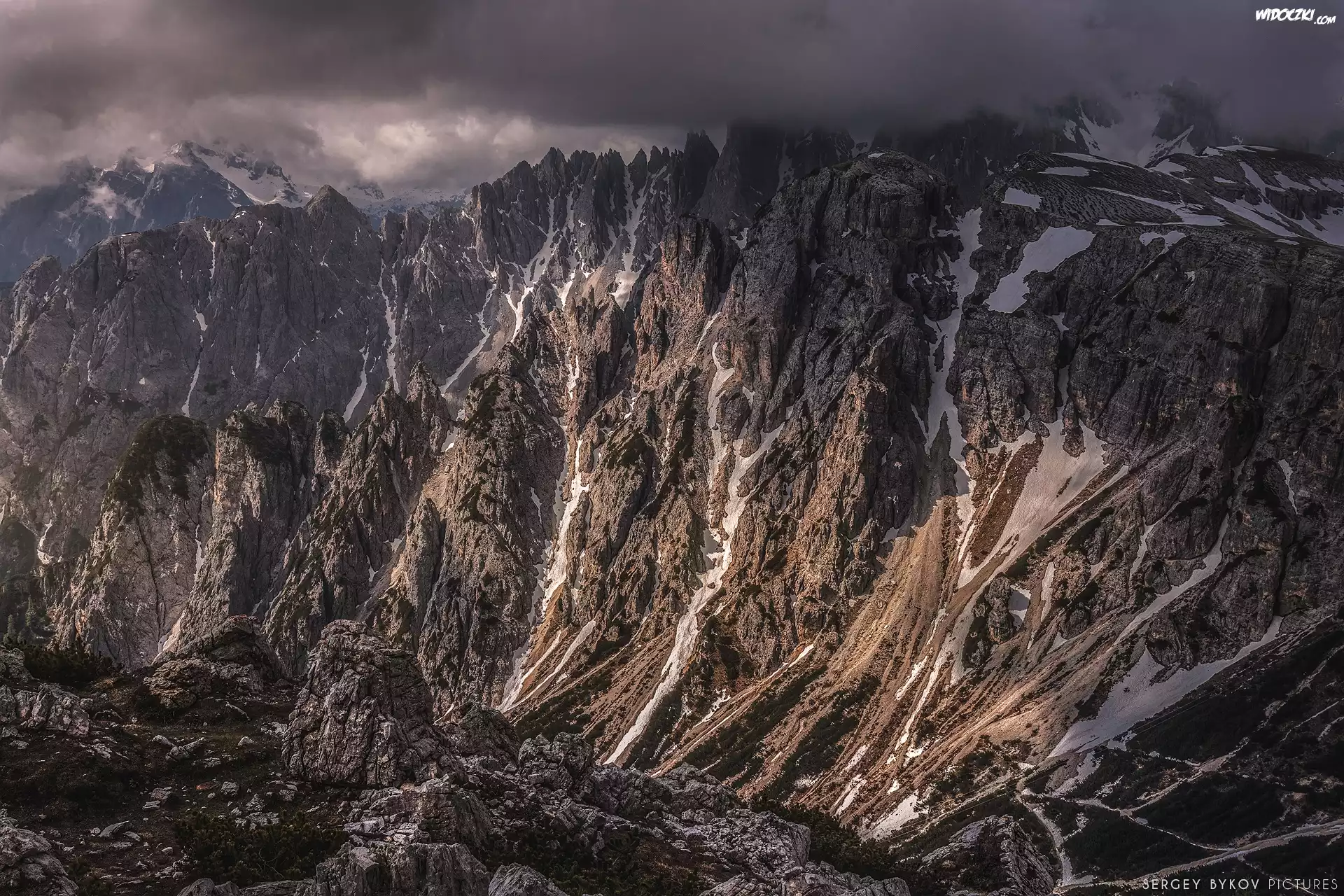 Góry, Dolomity, Alpy, Szczyty, Skały, Mgła