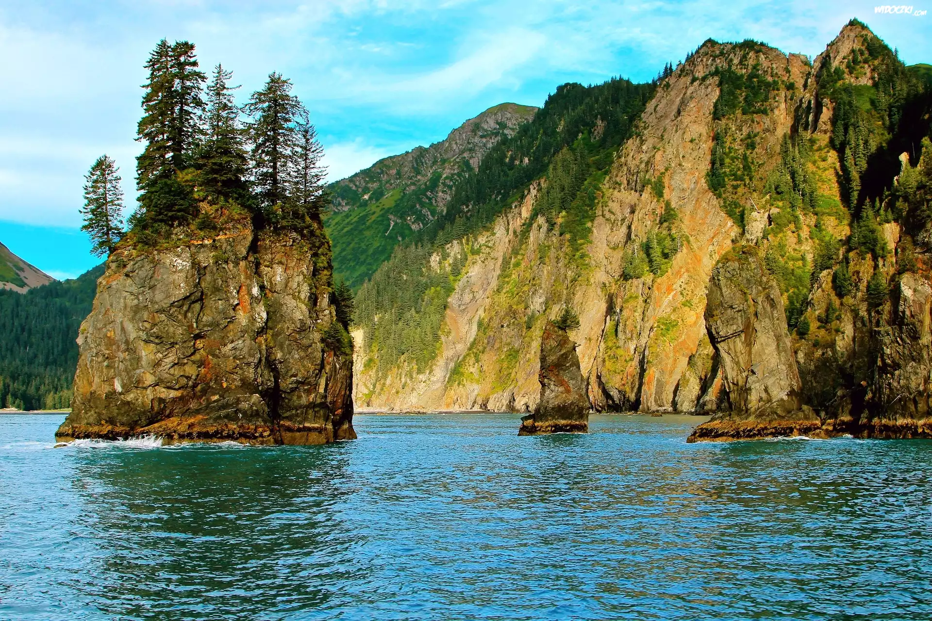 Góry, Jezioro, Skały, Alaska
