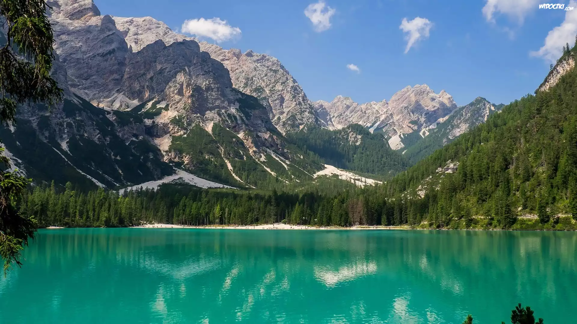 Góry, Jezioro, Lago di Braies, Pragser Wildsee, Lasy, Włochy