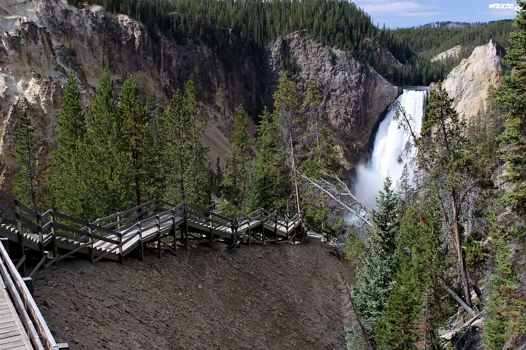 Stany Zjednoczone, Park Narodowy Yellowstone, Góry, Wodospad Yellowstone