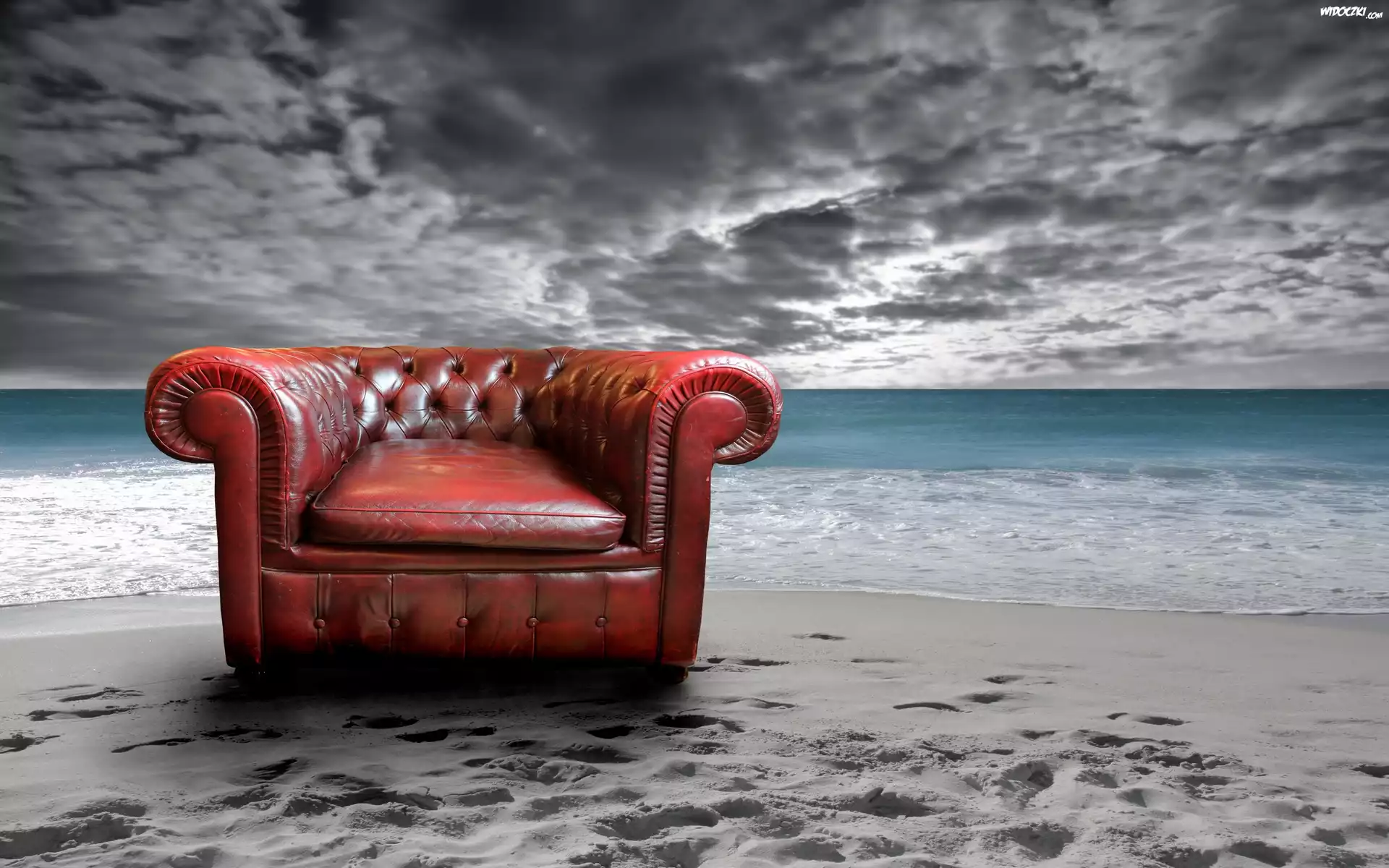 Grafika, Fantasy, Kanapa, Sofa, Morze