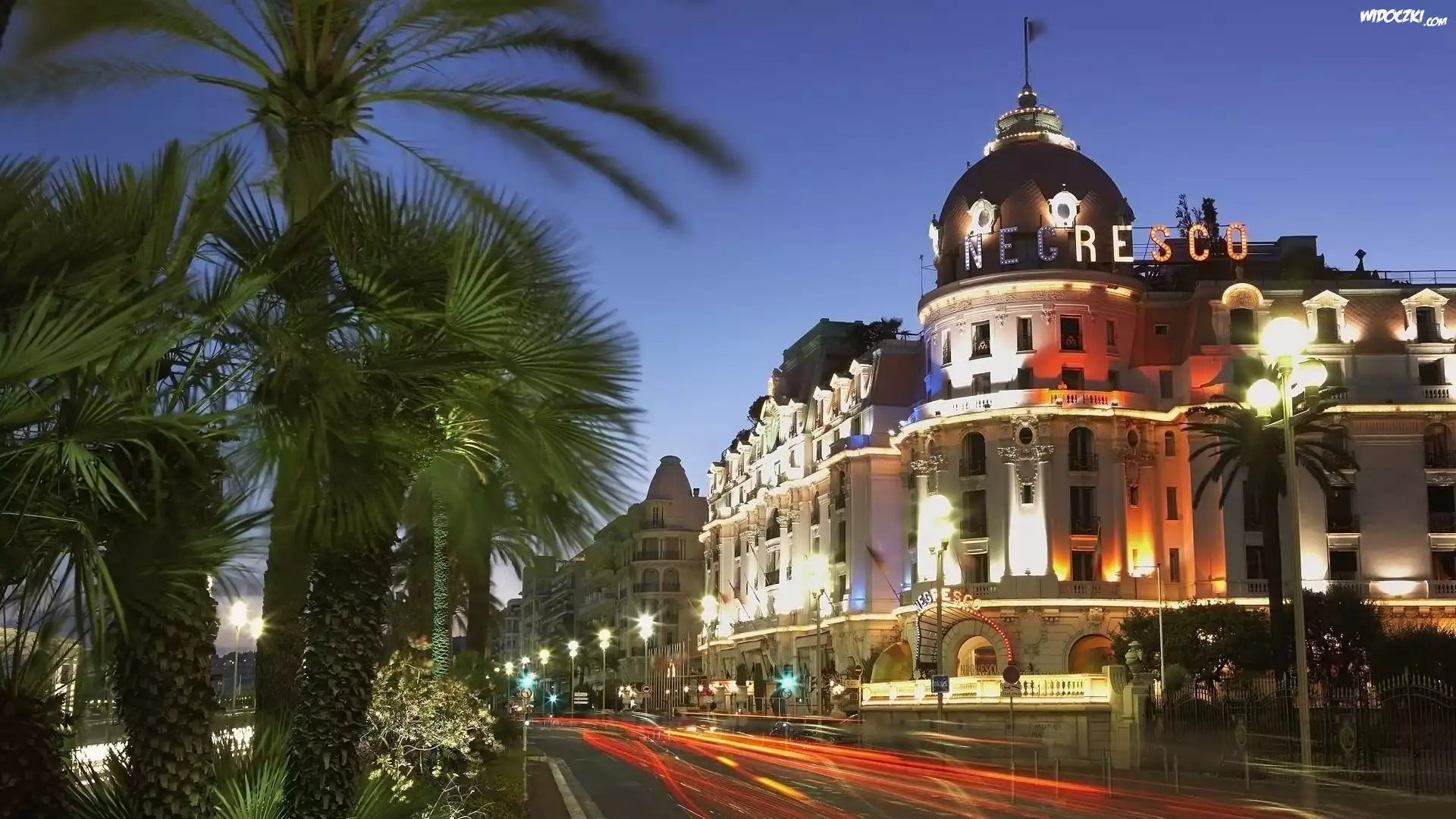 Hotel, Ulica, Palmy, Miasto, Francja