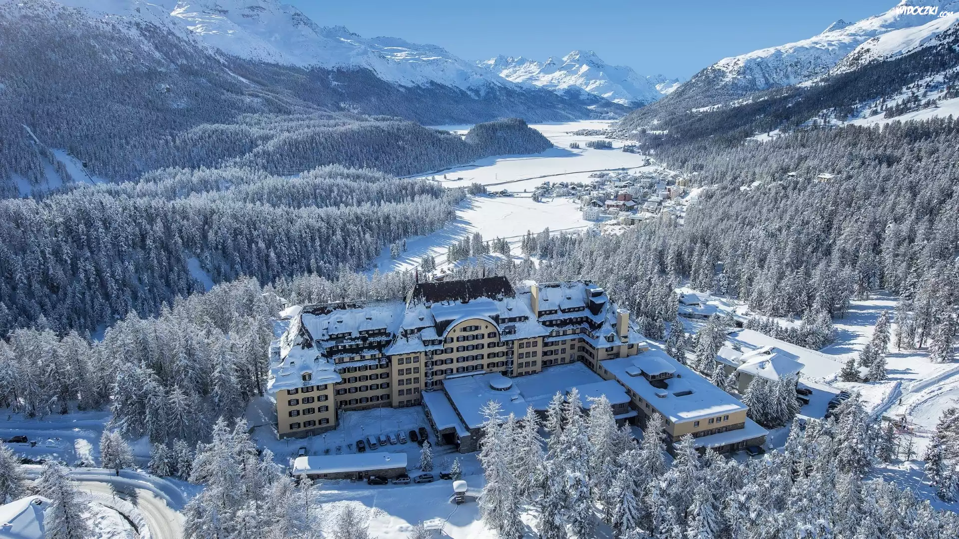 Hotel, Suvretta House, Zima, Góry, Lasy, Dolina Engadine, Sankt Moritz, Szwajcaria