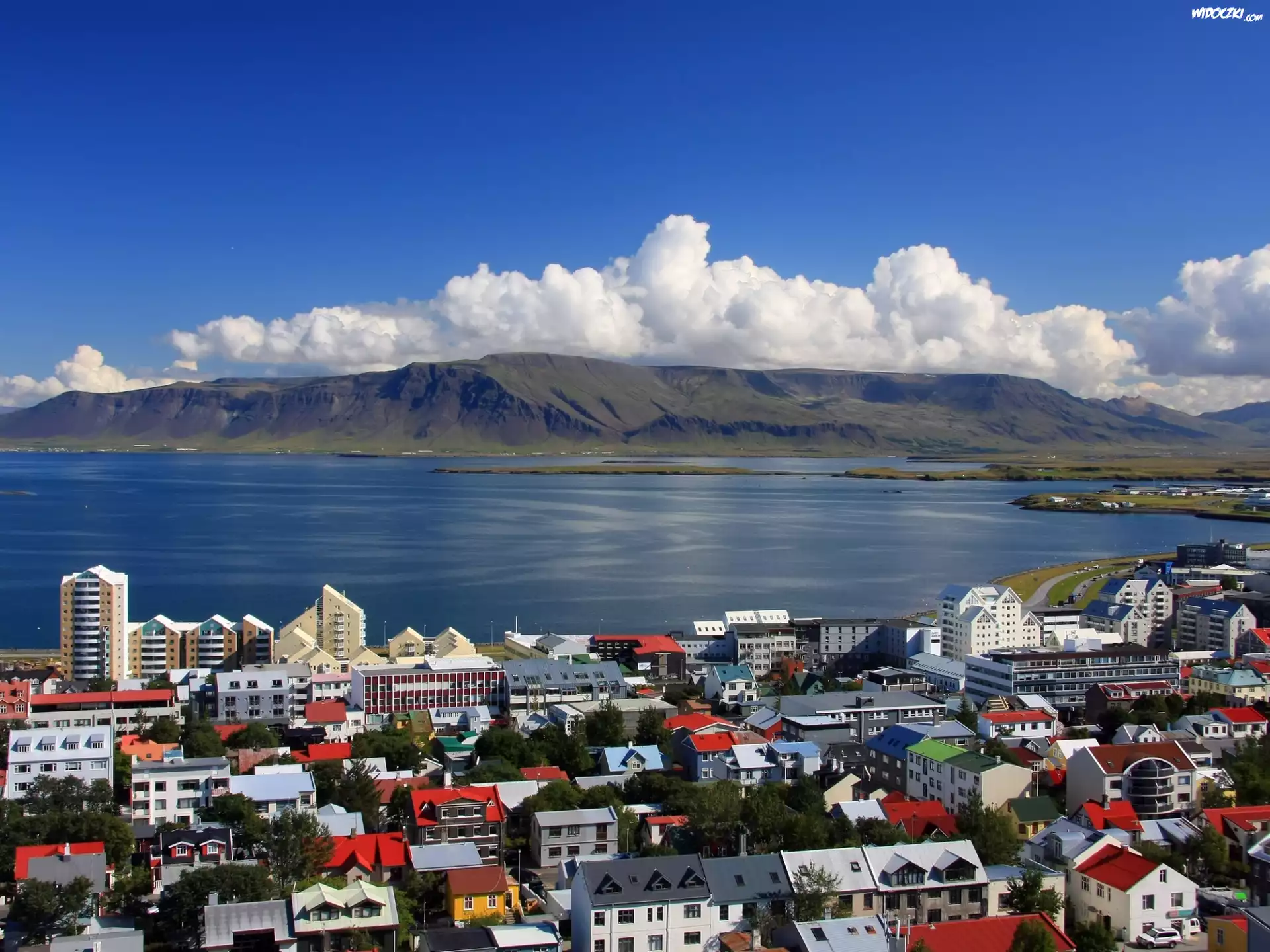 Islandia, Reykjavik, Miasto, Morze