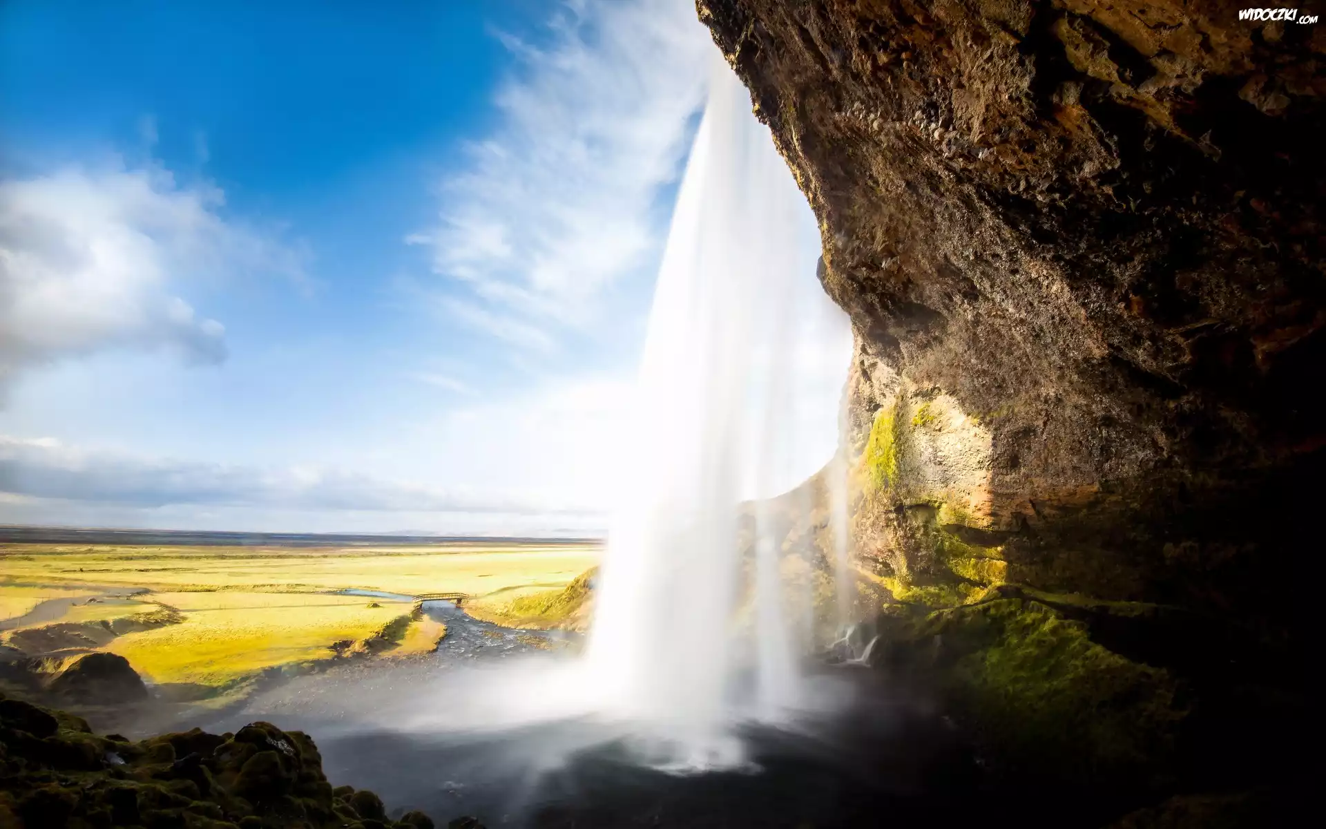 Islandia, Wodospad Seljalandsfoss, Skała