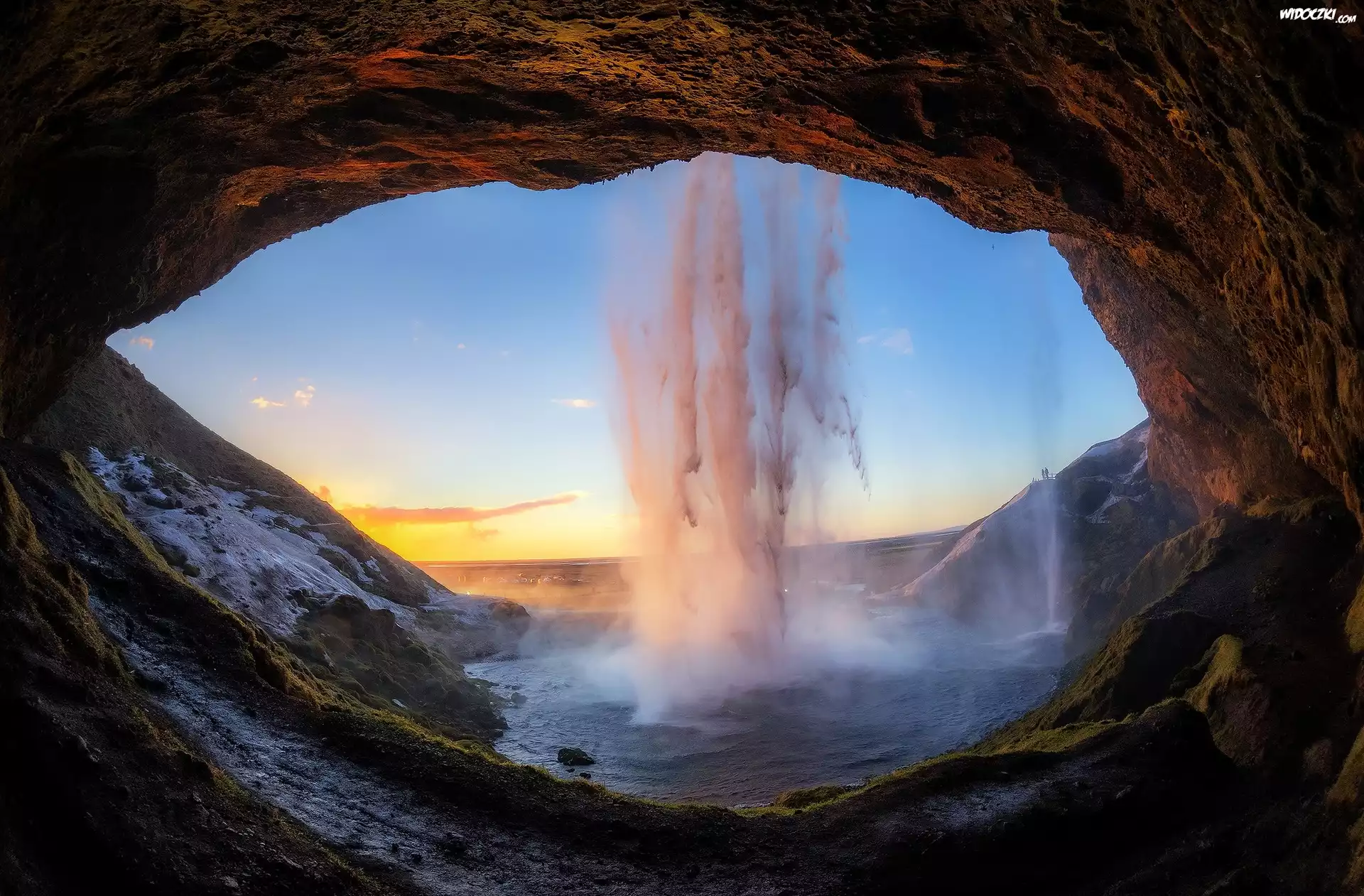 Islandia, Wodospad Seljalandsfoss, Skała