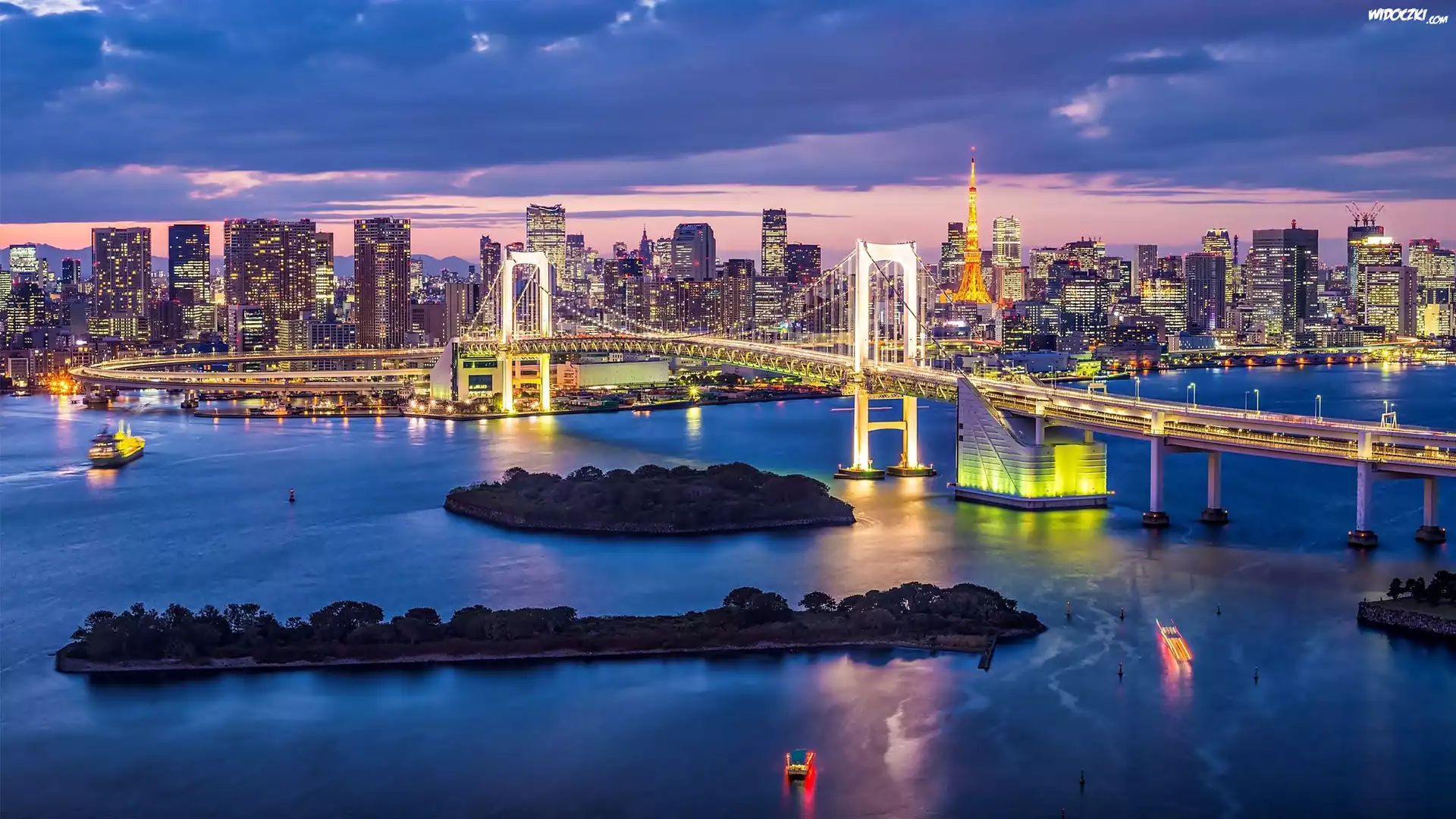Japonia, Tokio, Most, Rzeka, Miasto