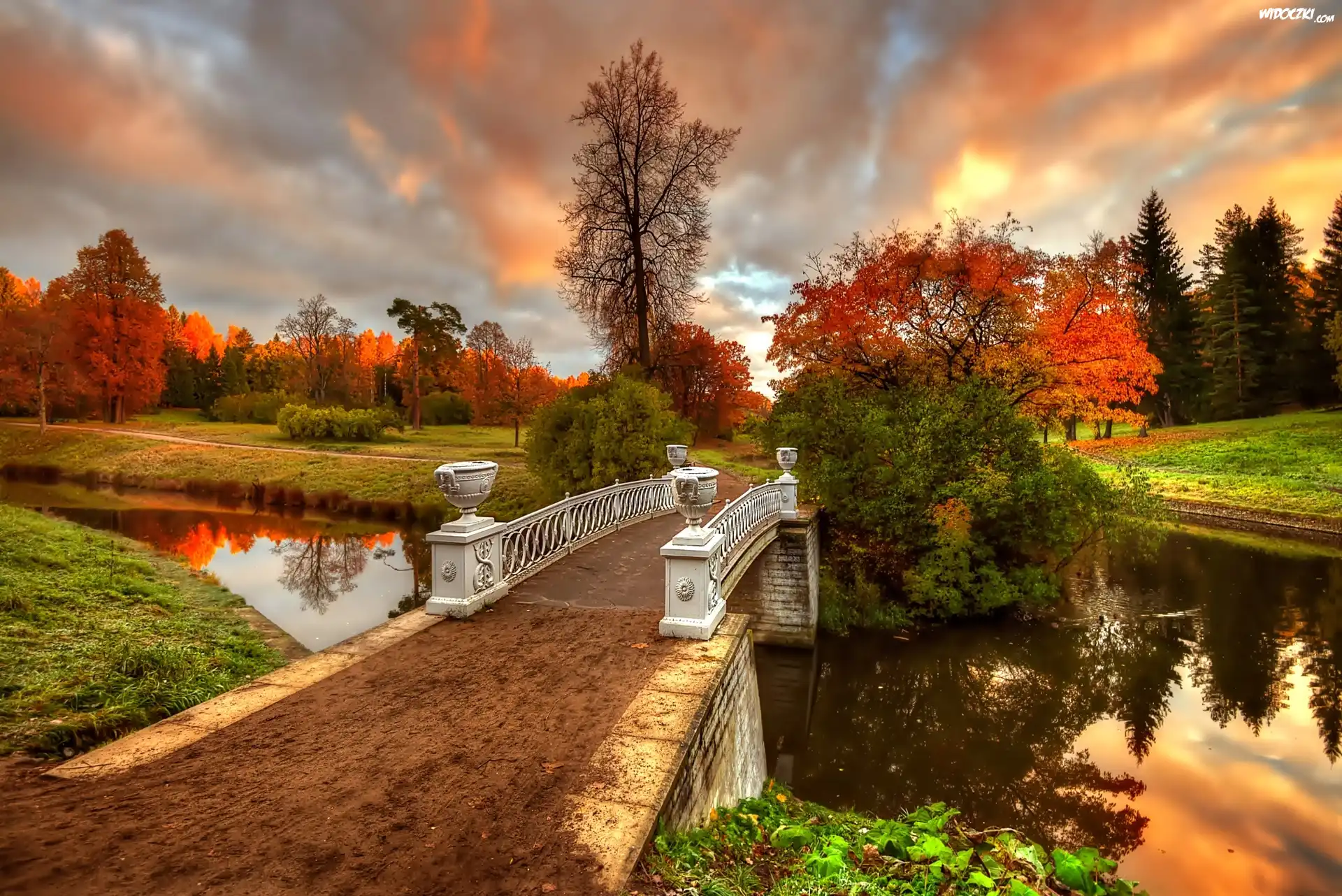 Jesień, Park, Mostek, Petersburg