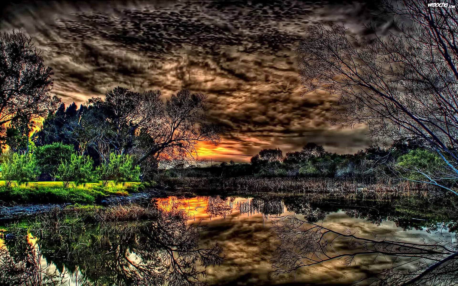 Chmury, Jezioro, HDR