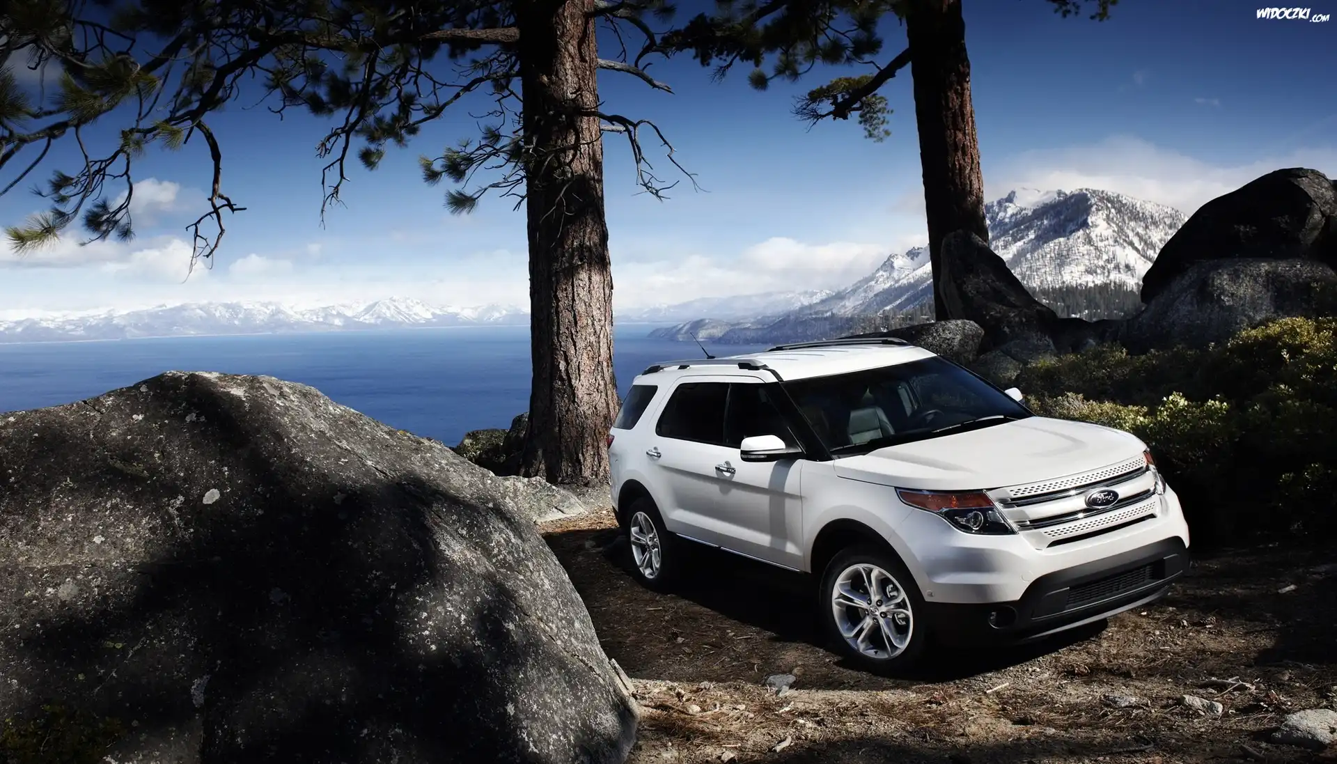 Góry, Jezioro, Kamienie, Bia³y Ford 2011 Explorer