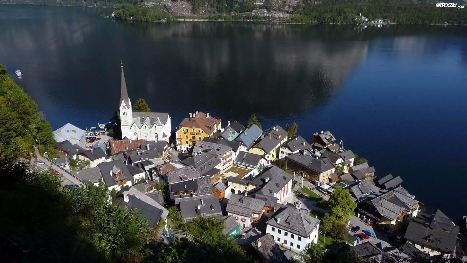 Jezioro, Domy, Hallstatt, Austria