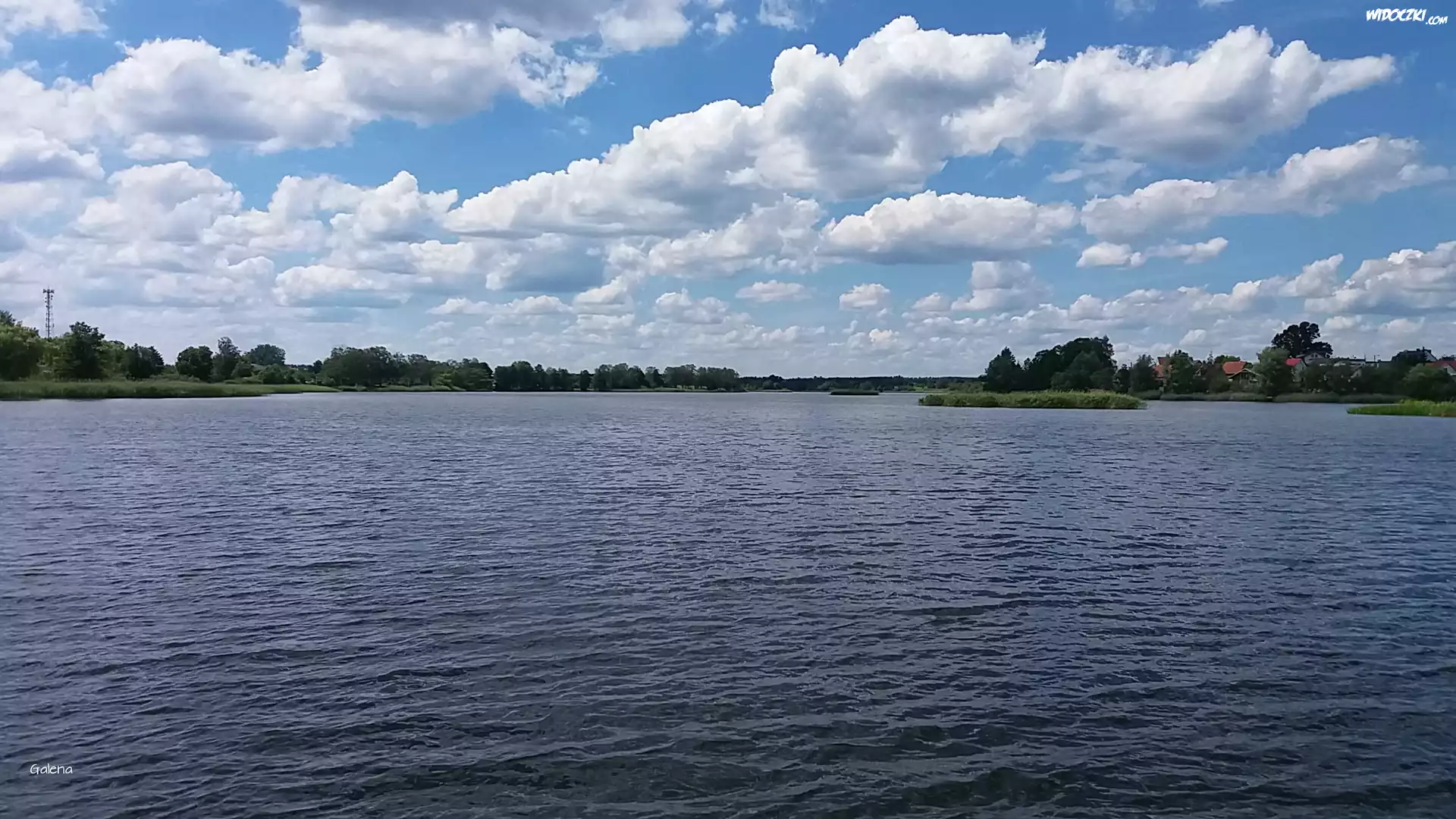 Jezioro, Chmury, Niebo, Lato