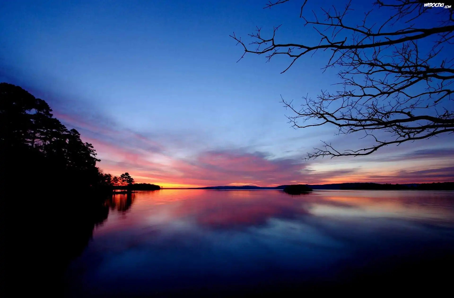 Jezioro, Zachód Słońca, Arkansas